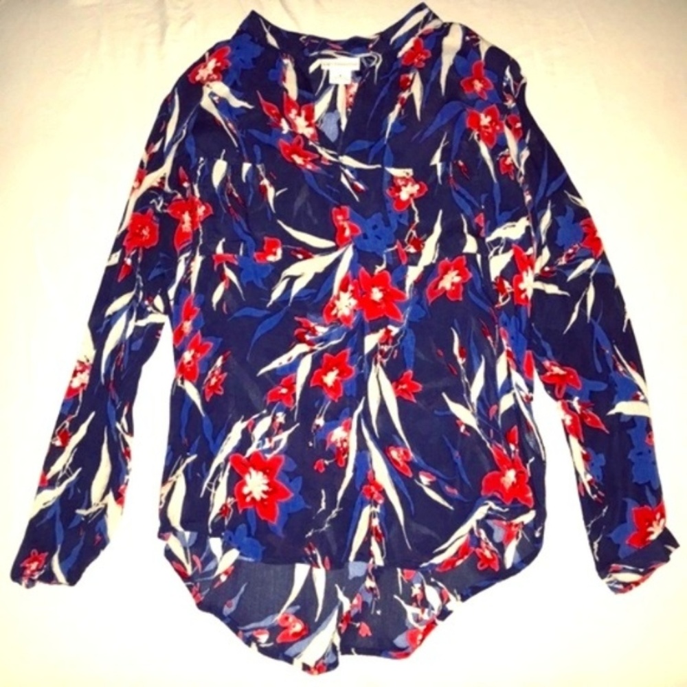 Liz Claiborne Floral Light Semi Sheer Tunic Top